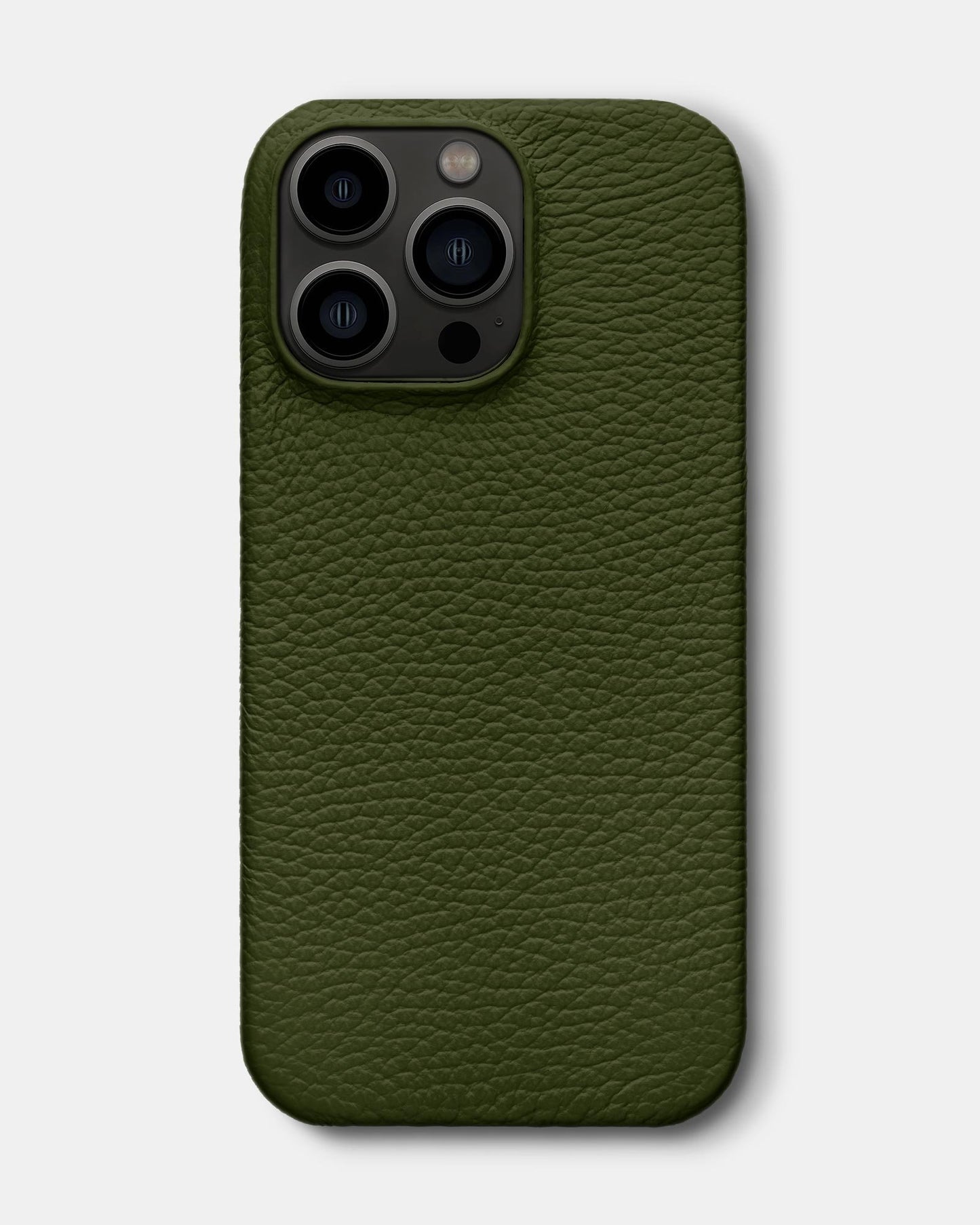 Оливковий шкіряний чохол для iPhone 13 Pro Max