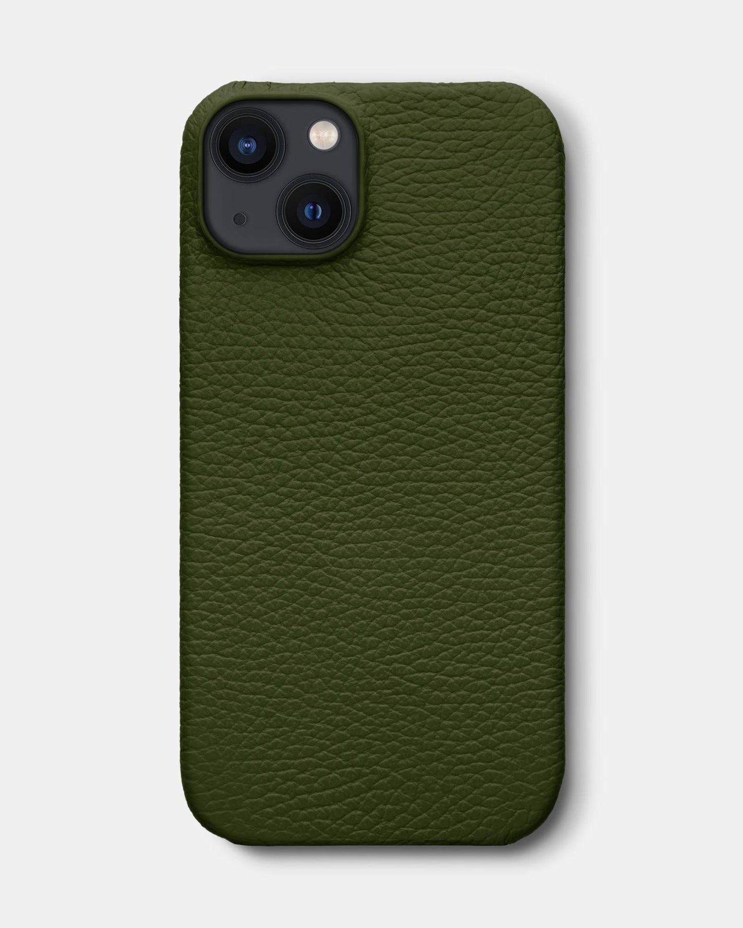 Оливковий шкіряний чохол для iPhone 13