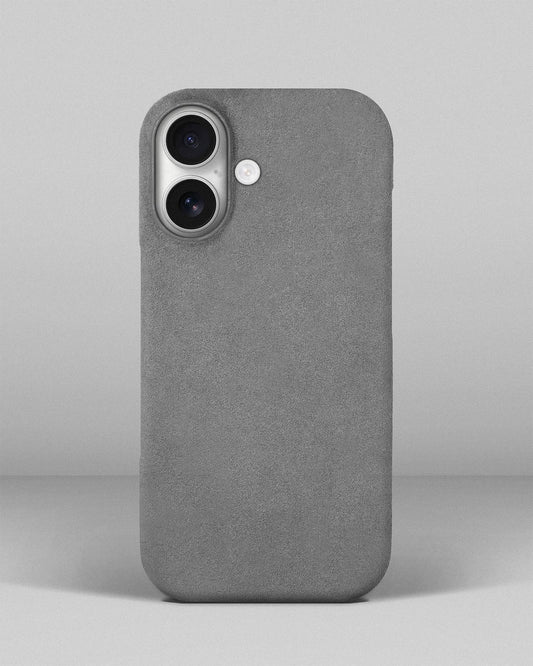 Світло-сірий чохол з алькантари для iPhone 17