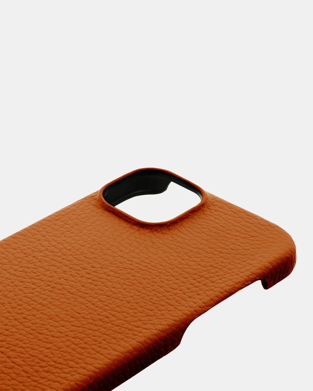 Pomarańczowe skórzane etui na iPhone 15