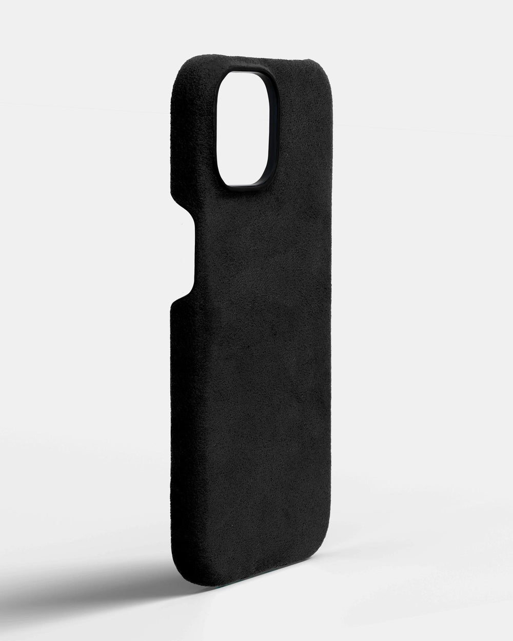 Czarne etui z alcantary do iPhone 15 Plus