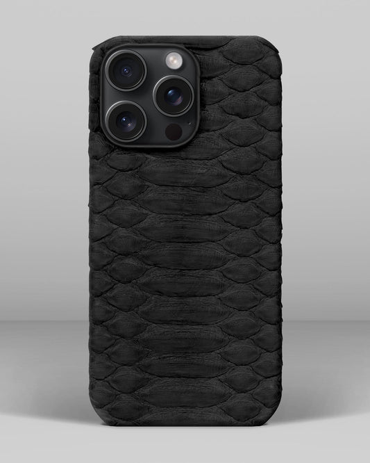 Шкіряний чохол з чорного пітона для iPhone 16 Pro Max