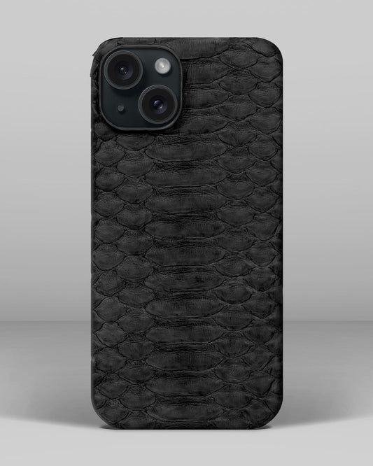 Шкіряний чохол з чорного пітона для iPhone 16 Plus