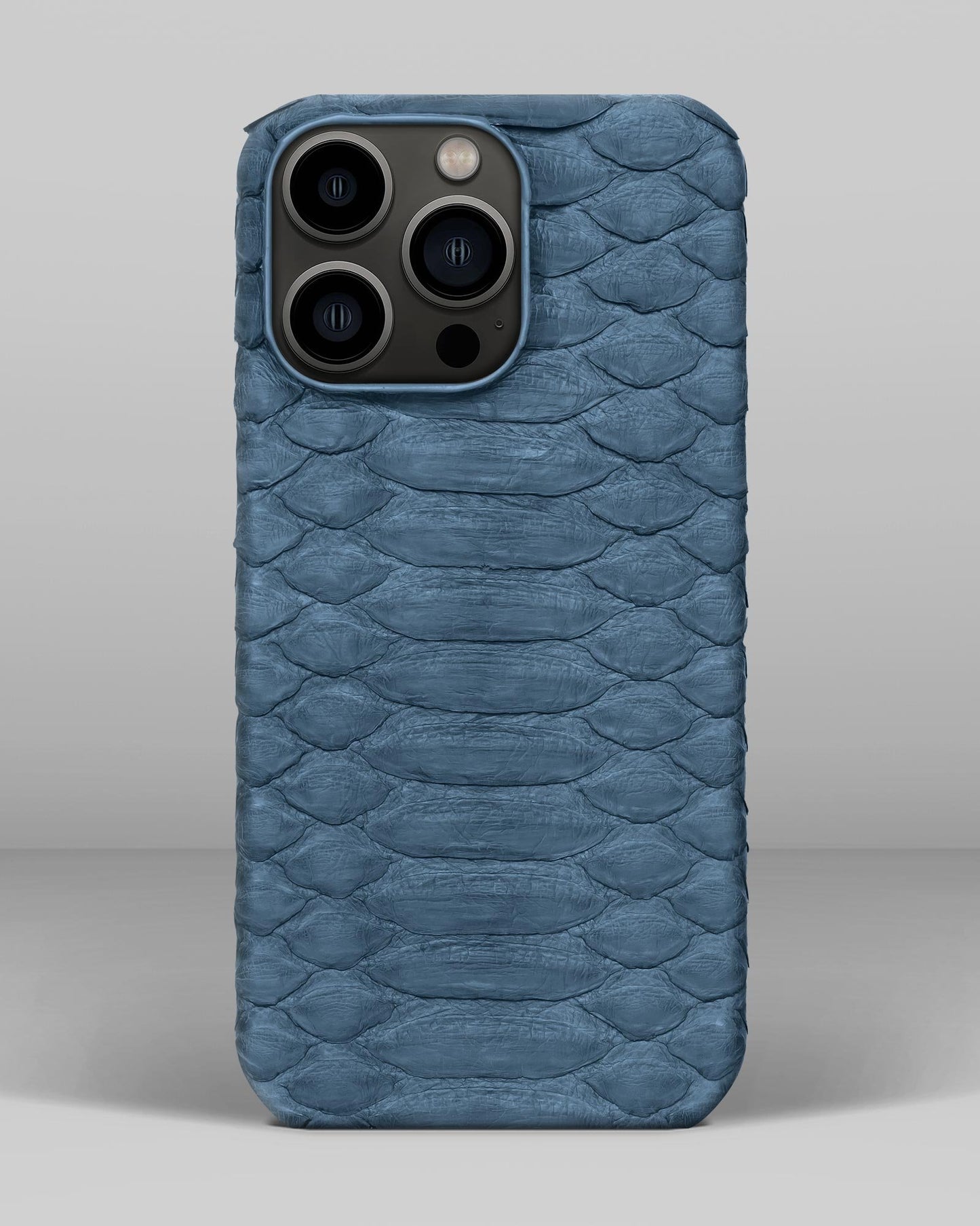 Шкіряний чохол з сіро-синього пітона для iPhone 12 Pro Max
