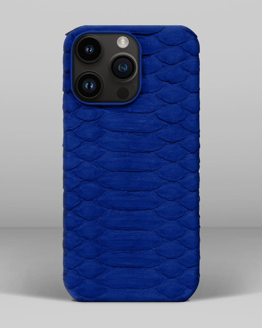 Шкіряний чохол з синього пітона для iPhone 14 Pro Max