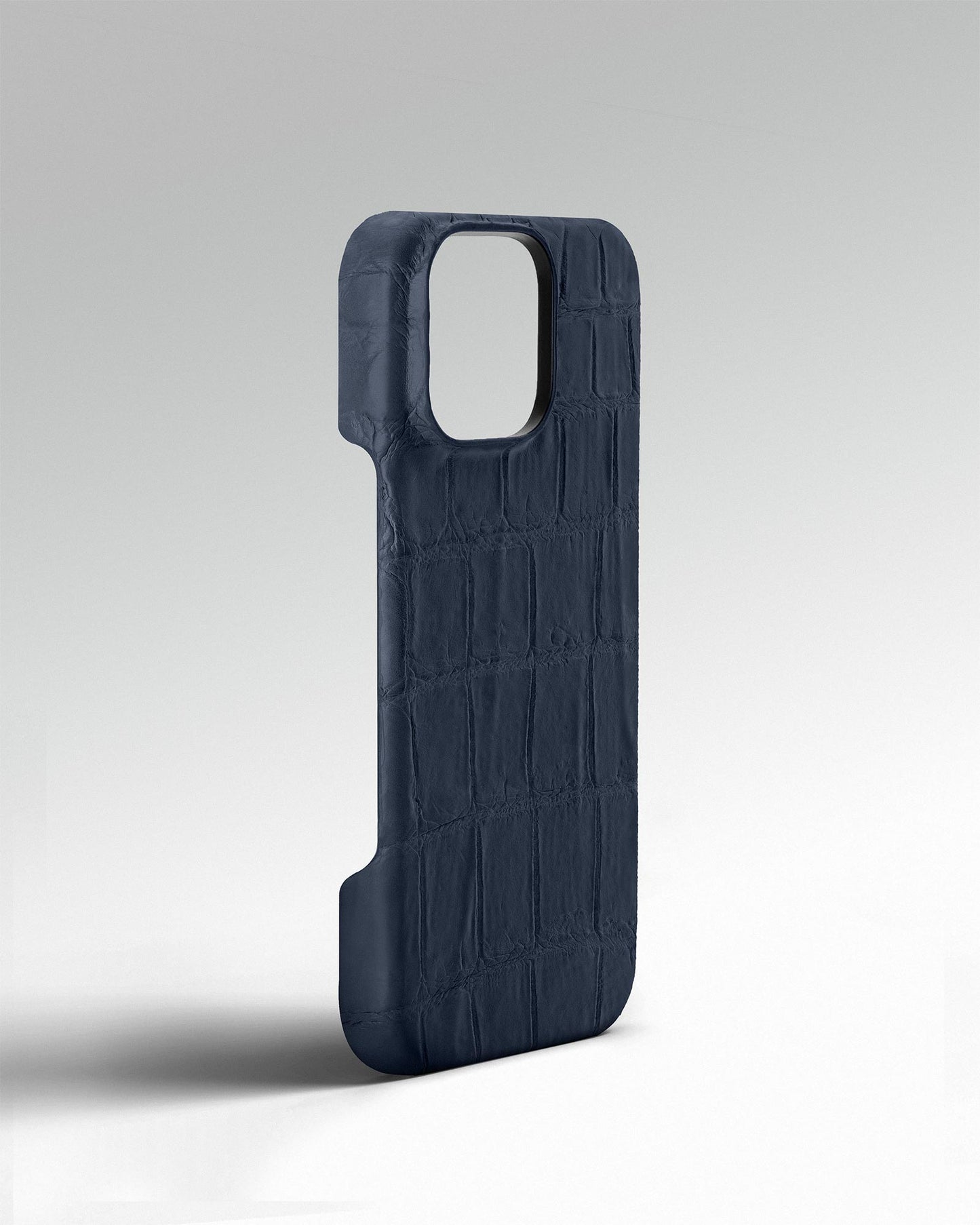 Темно-синій чохол обтягнутий шкірою крокодила для iPhone 14 Pro