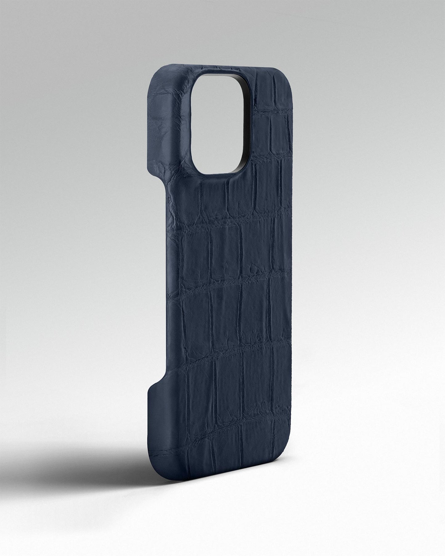 Темно-синій чохол обтягнутий шкірою крокодила для iPhone 14 Pro Max