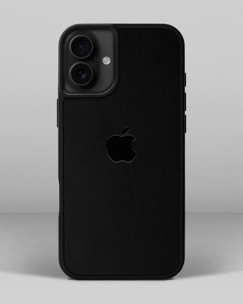 Чохол для iPhone 13 Mini із шкіри купон в чорному кольорі з логотипом яблука