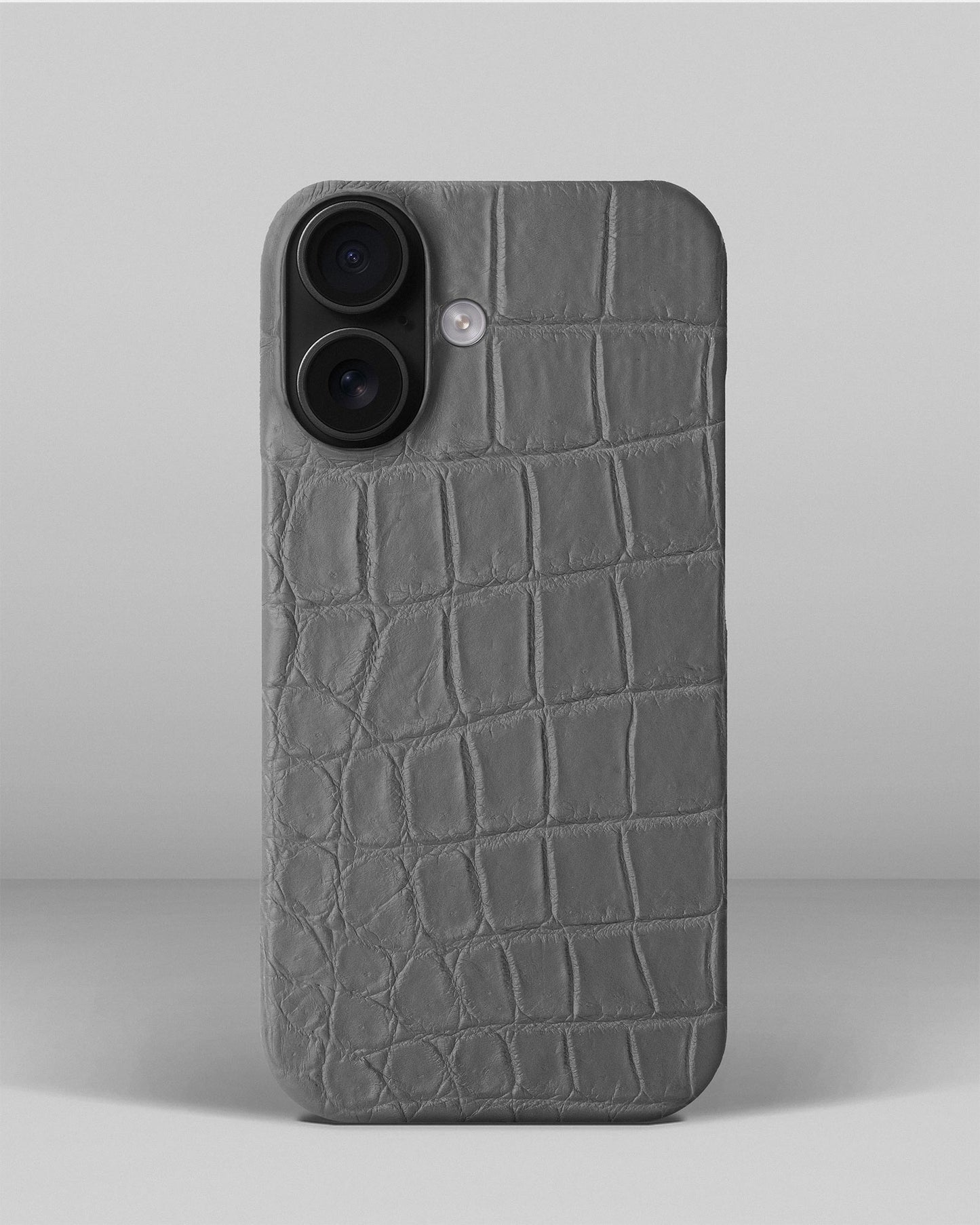 Сірий чохол обтягнутий шкірою крокодила для iPhone 14