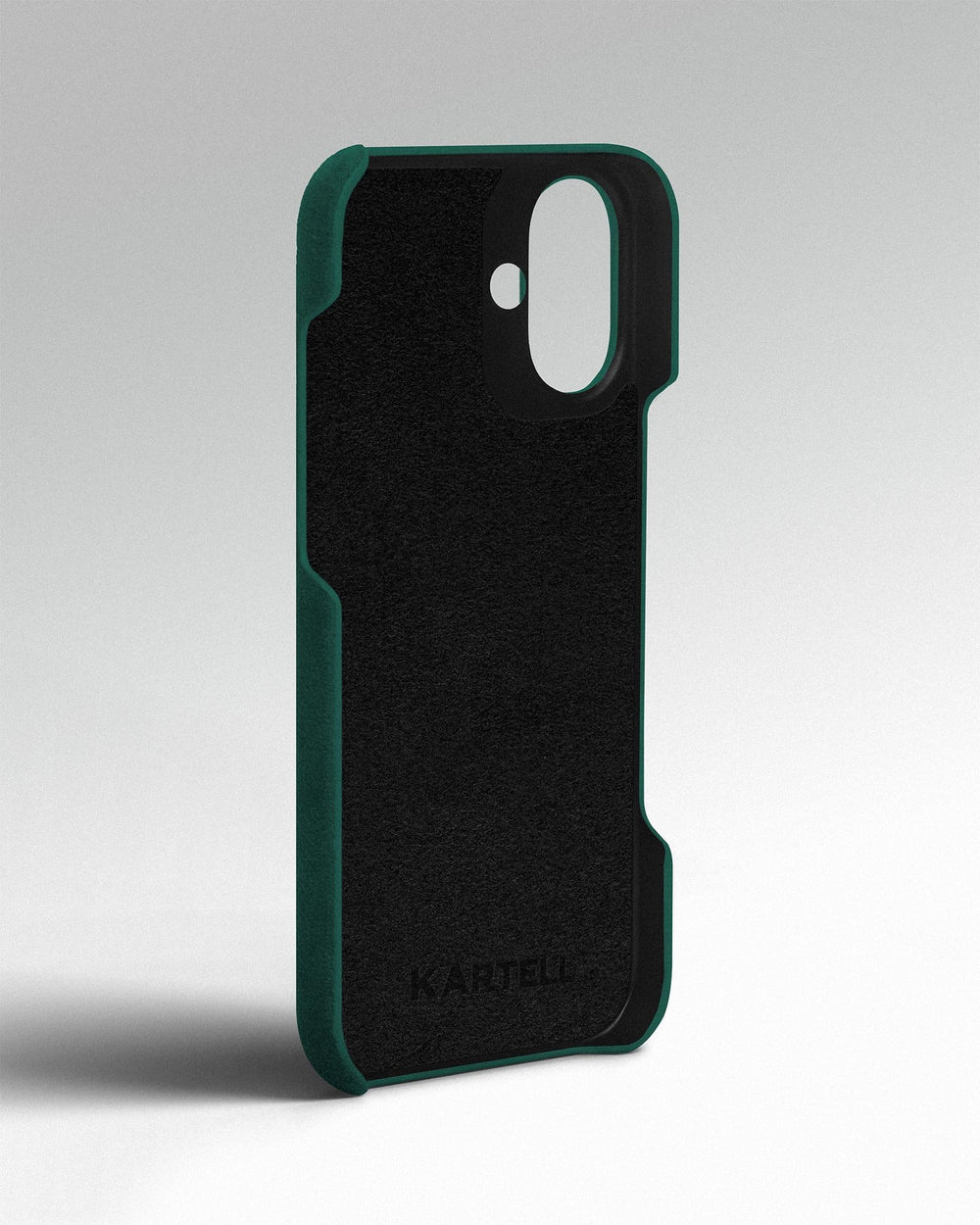 Зелений обтягнутий чохол з алькантари для iPhone 16 Plus