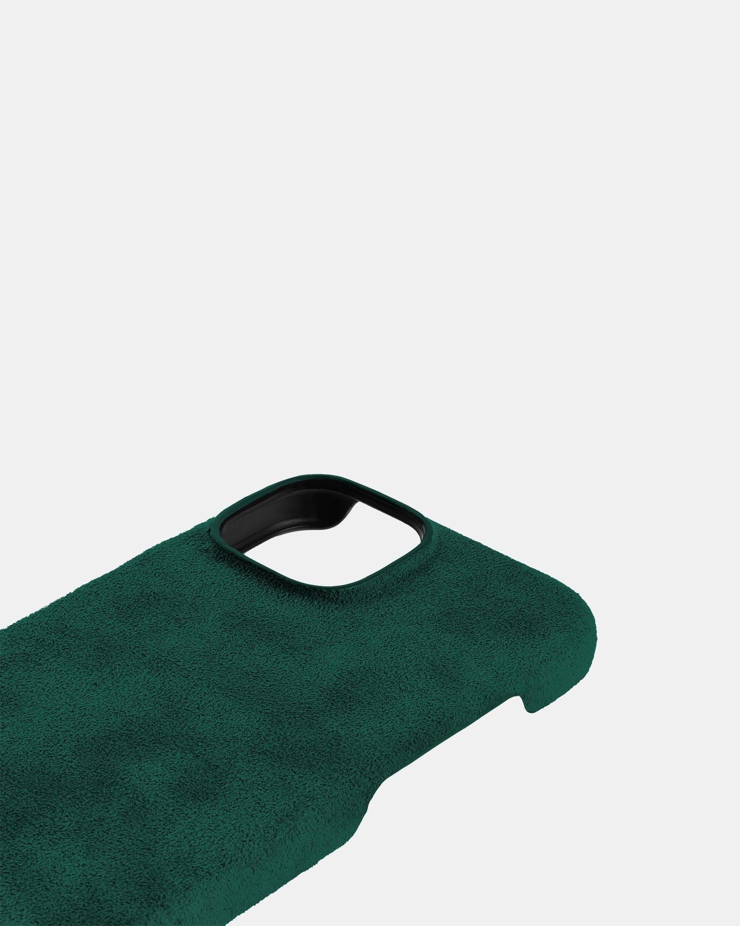 Зелений чохол з алькантари для iPhone 15