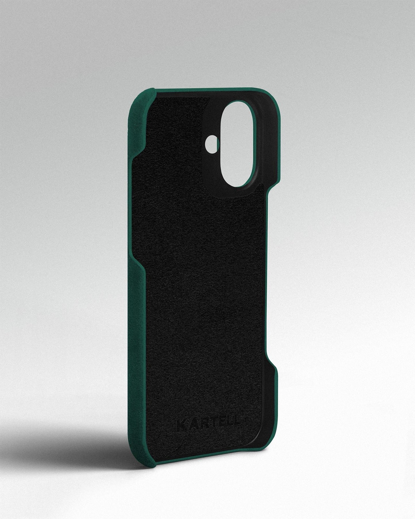 Зелений чохол з алькантари для iPhone 16