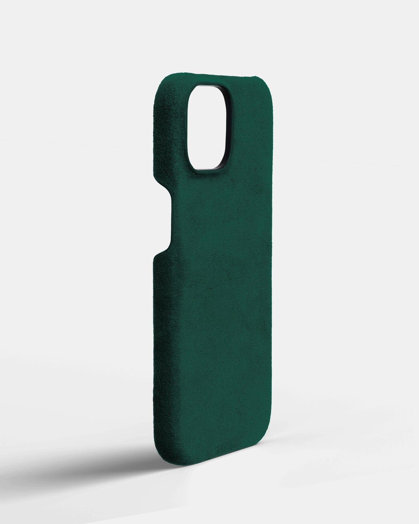 Зелений чохол з алькантари для iPhone 15