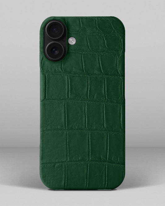 Темно-зелений чохол обтягнутий шкірою крокодила для iPhone 14 Plus