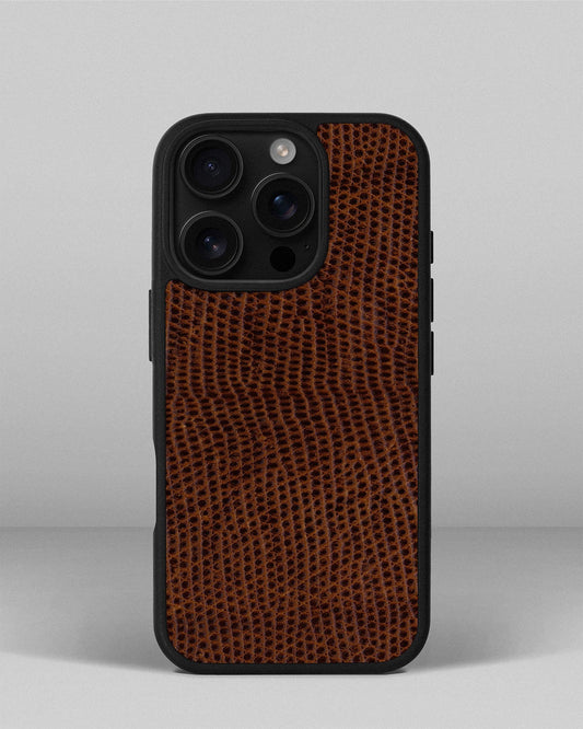 Чохол із коричневої шкіри ігуани для iPhone 16 Pro