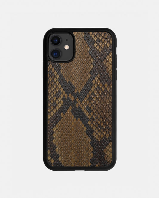 Чохол з оливкової шкіри пітона з дрібними лусочками для iPhone 11