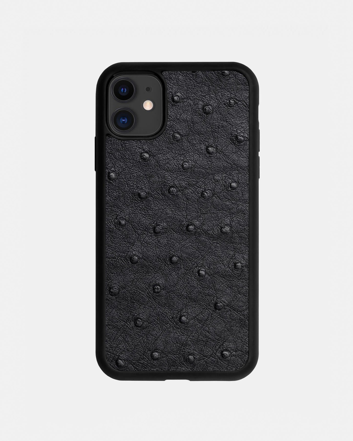 Чохол із чорної шкіри страуса для iPhone 11
