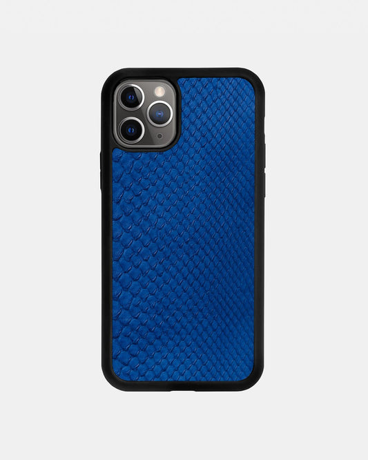 Чохол із синьої шкіри пітона з дрібними лусочками для iPhone 11 Pro