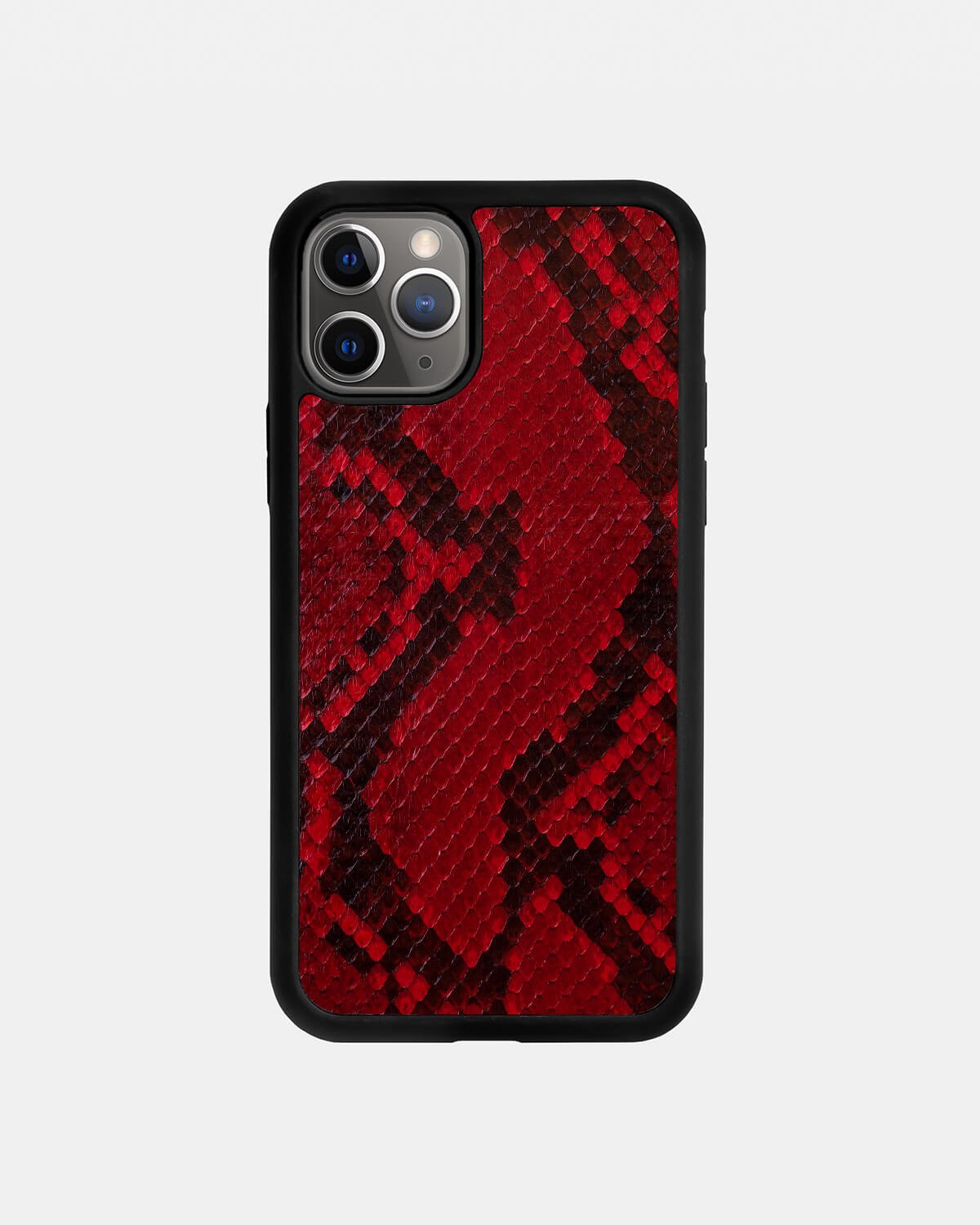 Чохол із червоної шкіри пітона з дрібними лусочками для iPhone 11 Pro