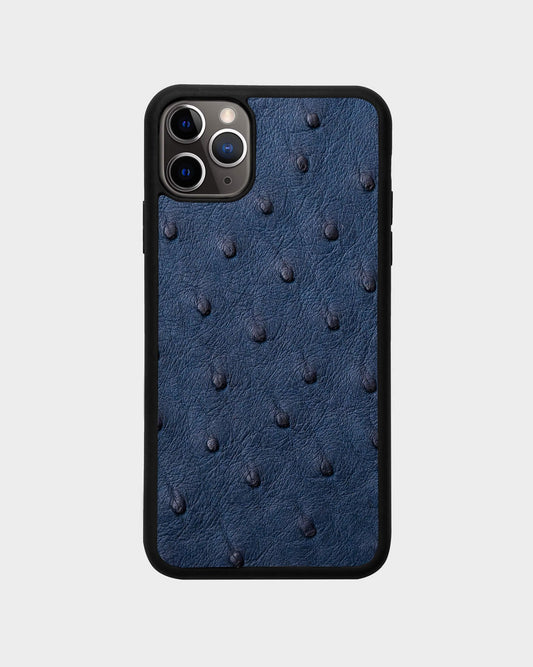 Чохол із темно-синьої шкіри страуса для iPhone 11 Pro Max