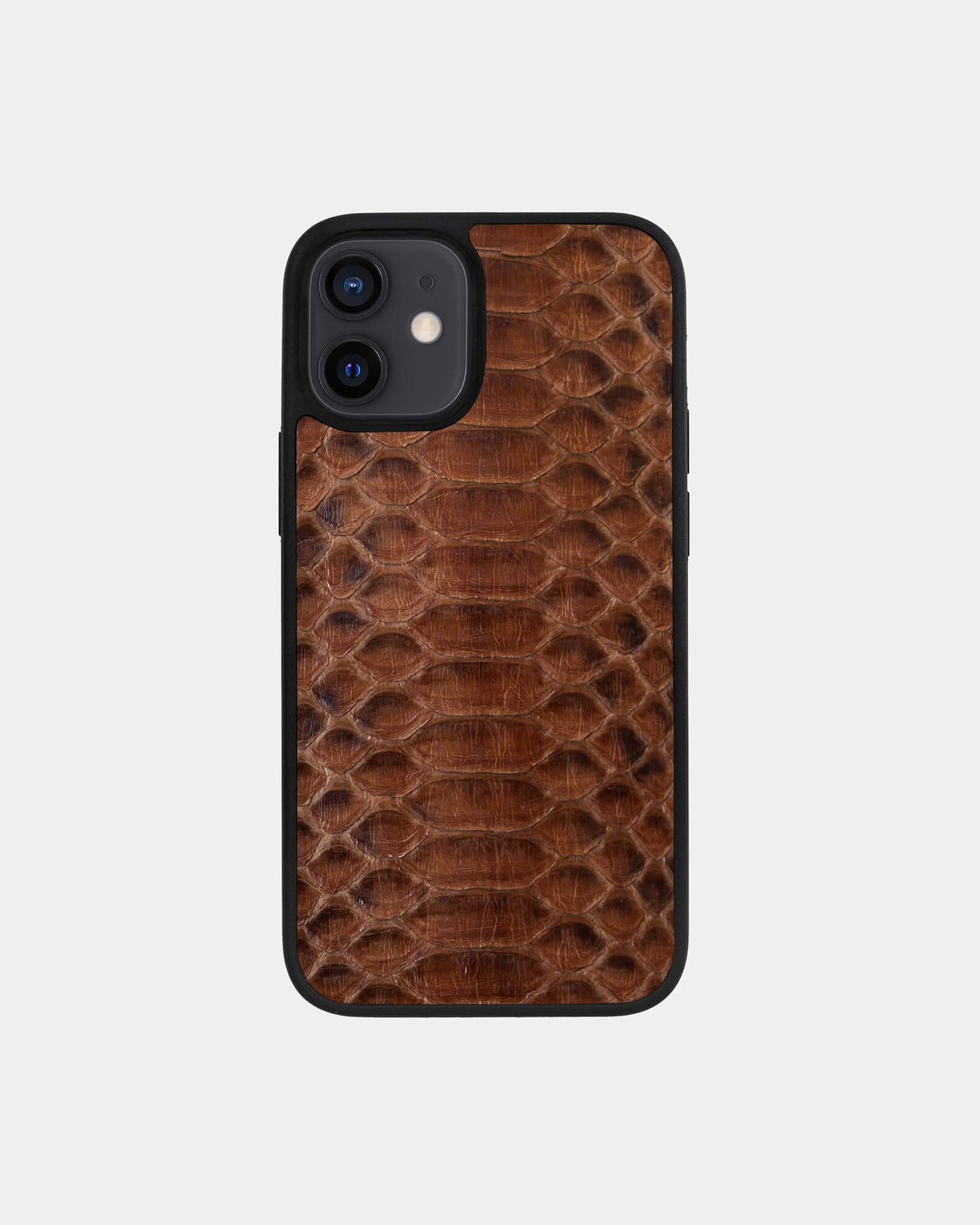 Чохол із коричневої шкіри пітона з широкими лусочками для iPhone 12