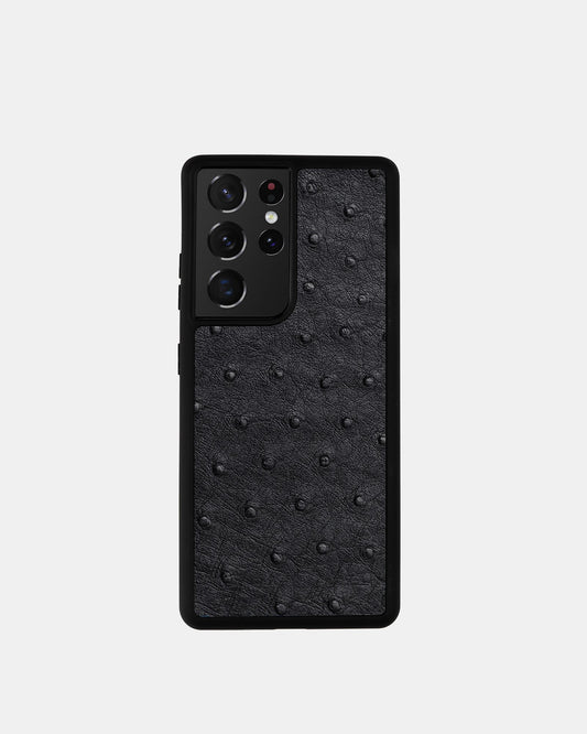 Чохол для Samsung у чорному кольорі зі шкіри страуса