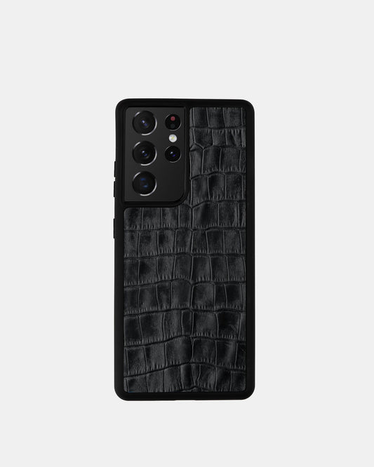 Чохол для Samsung у чорному кольорі з тиснення під крокодила
