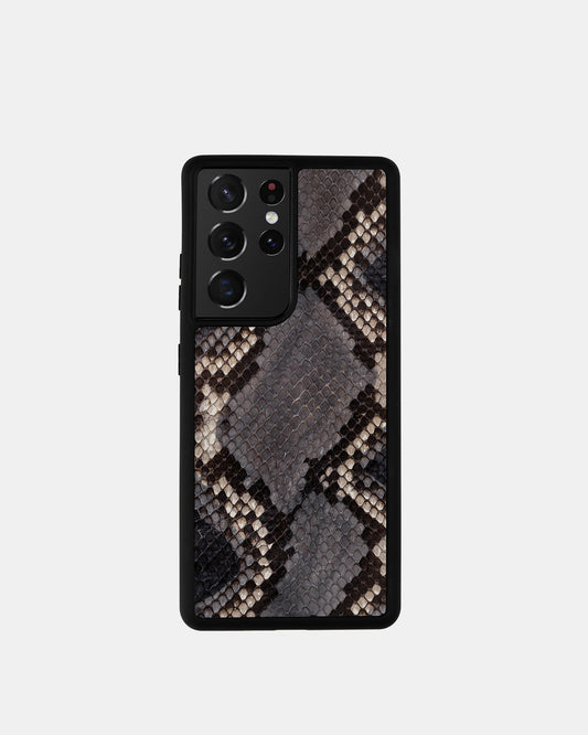 Чохол для Samsung у сірому кольорі зі шкіри пітона