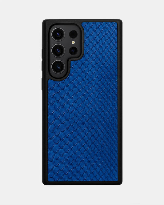 Чохол із синьої шкіри пітона з дрібними лусочками для Samsung S23 Ultra