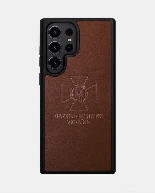 Чохол із телячої шкіри з тисненням емблеми СБУ для Samsung