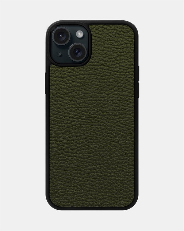 Чохол із зеленої телячої шкіри флотар для iPhone 15 Plus